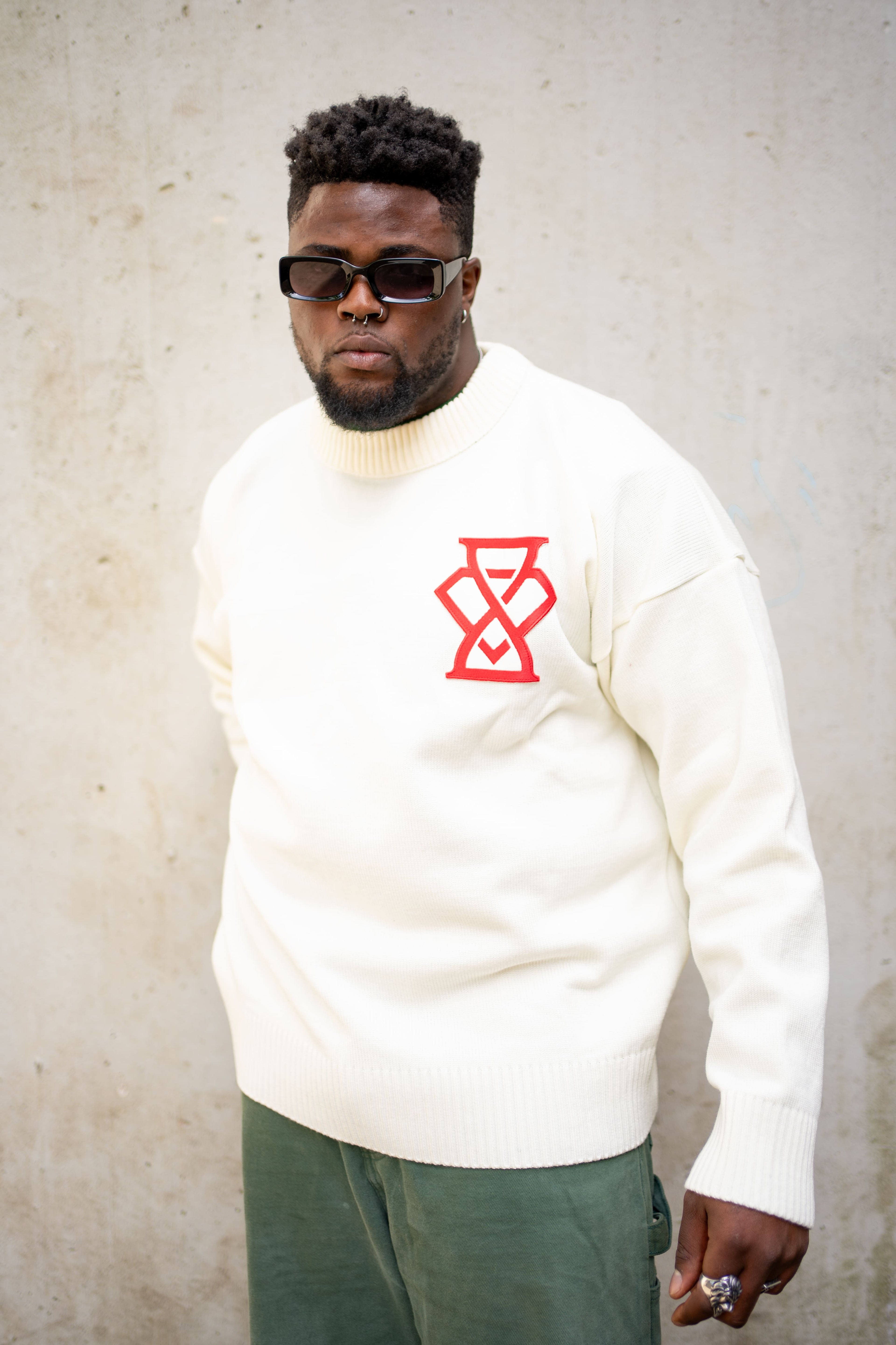 DQ KNIT SWEATER WHITE