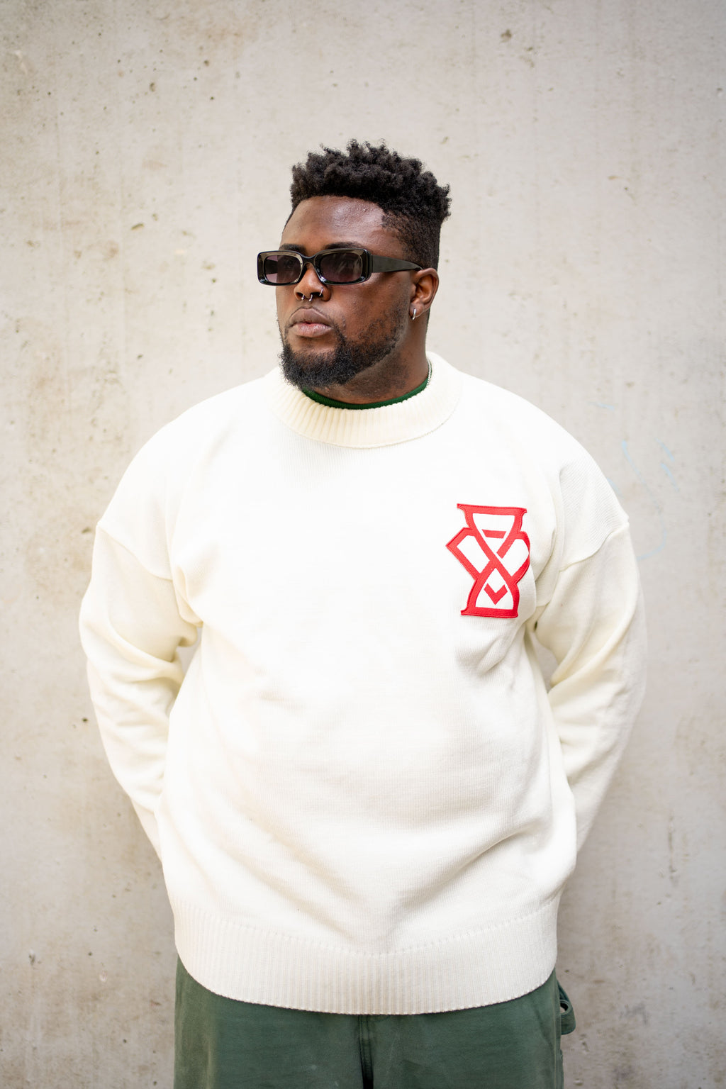 DQ KNIT SWEATER WHITE