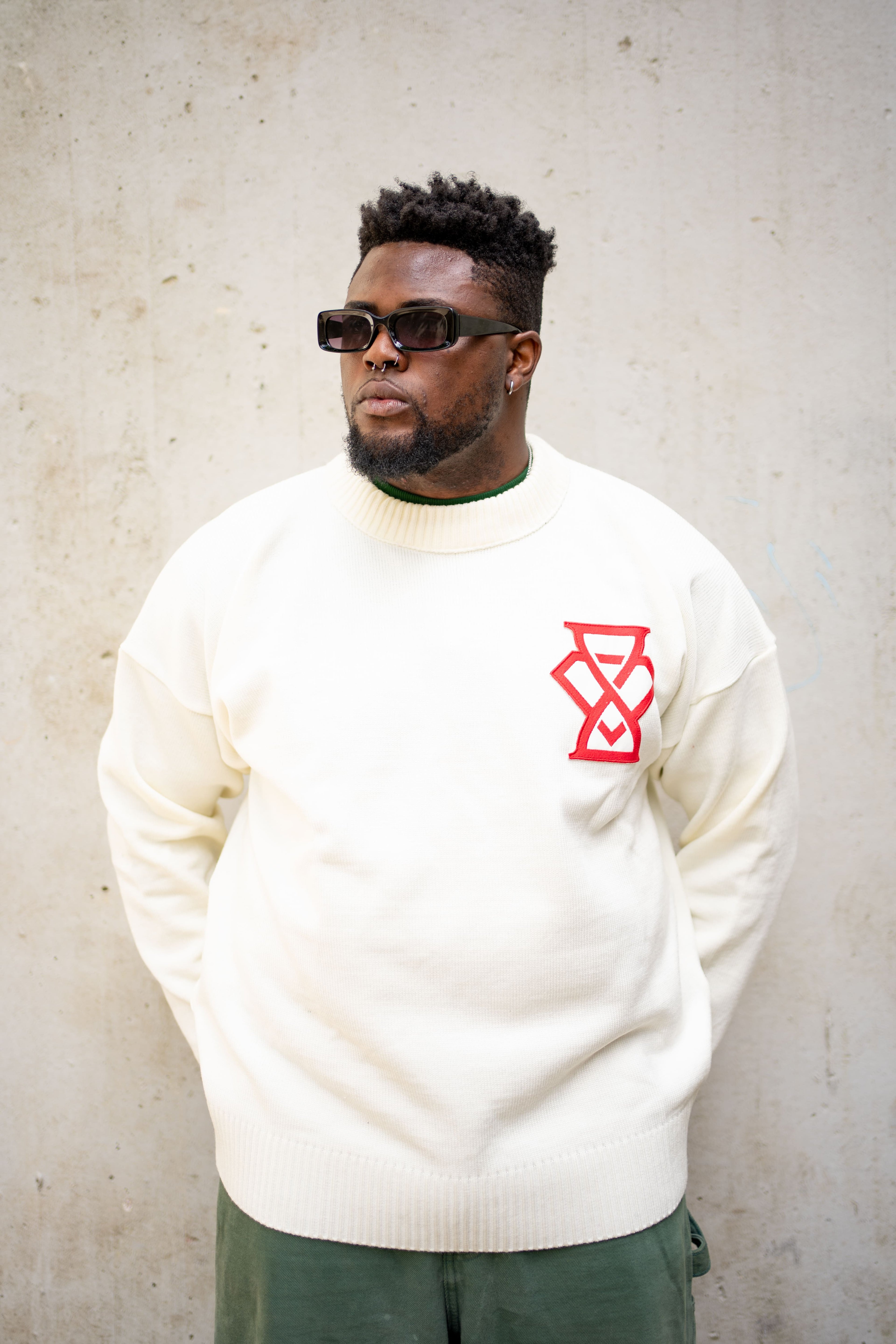DQ KNIT SWEATER WHITE