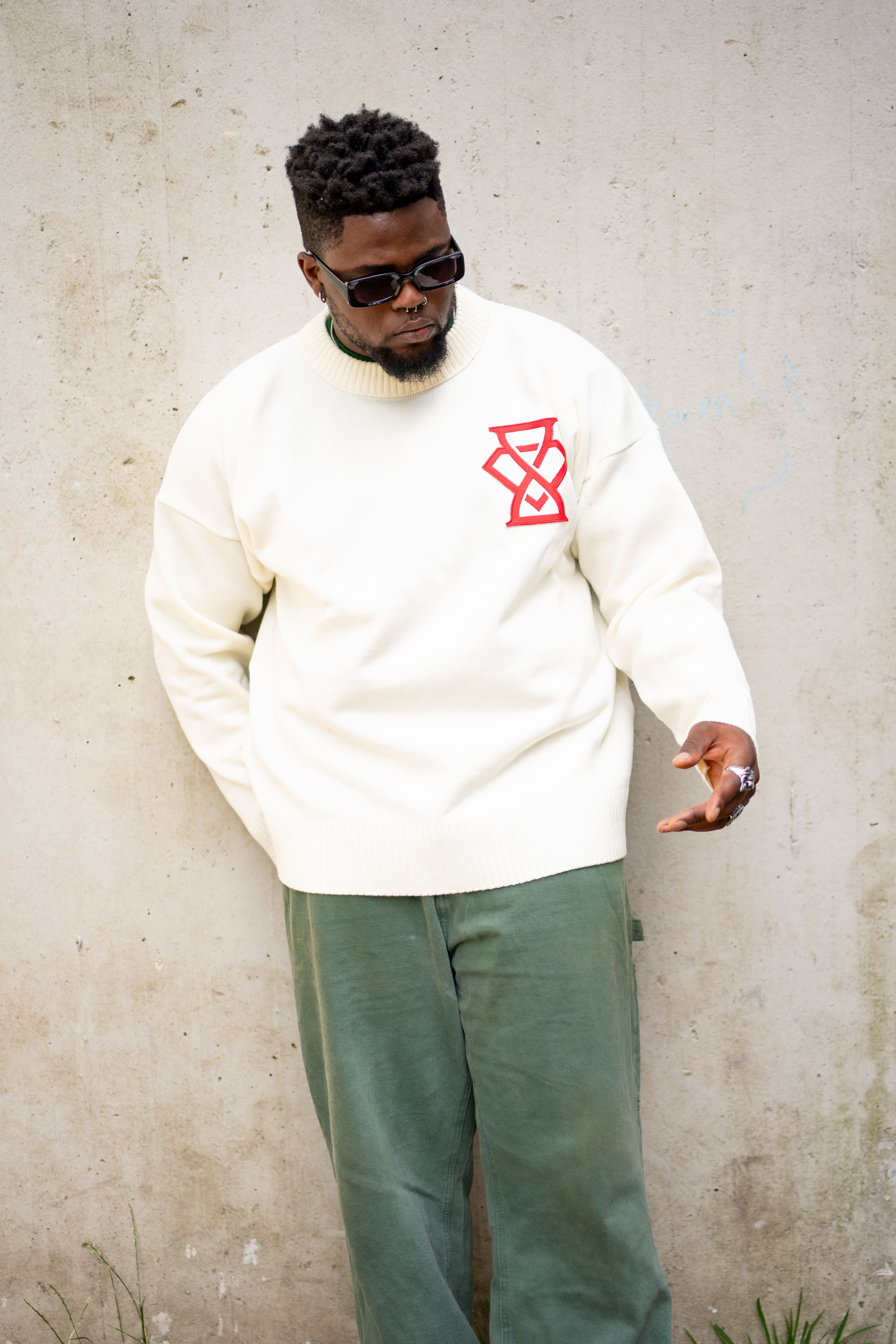 DQ KNIT SWEATER WHITE